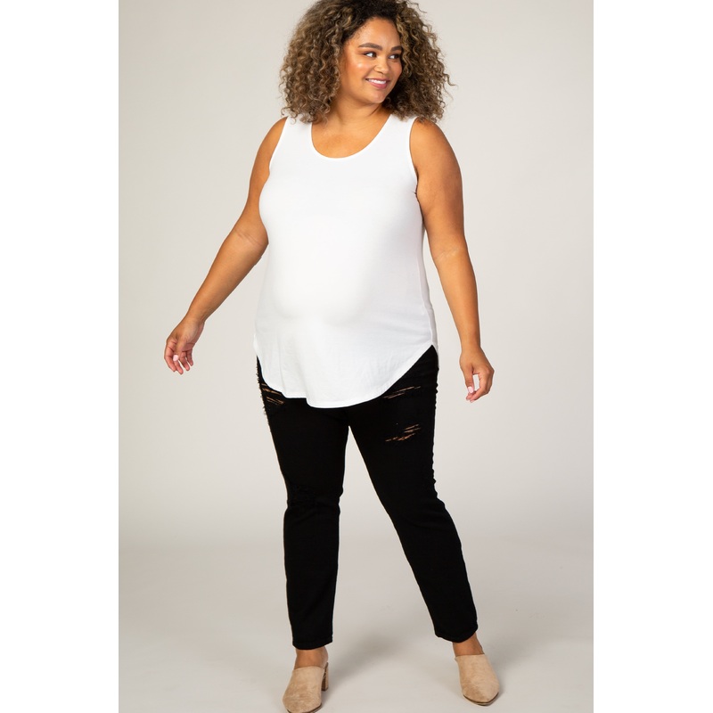 PinkBlush Black Distressed Skinny Maternity Plus Jeans