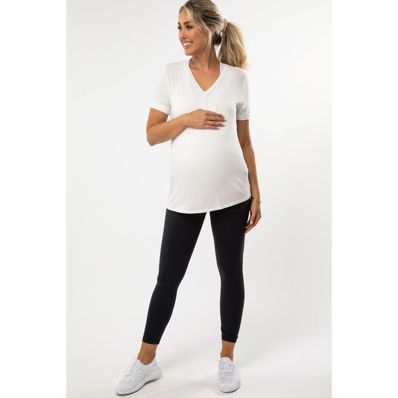 Black Cropped Maternity Active Leggings