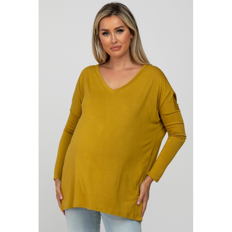 Yellow V-Neck Maternity Top
