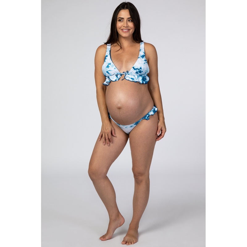Aqua Ivory Tie Dye Maternity Bikini Set