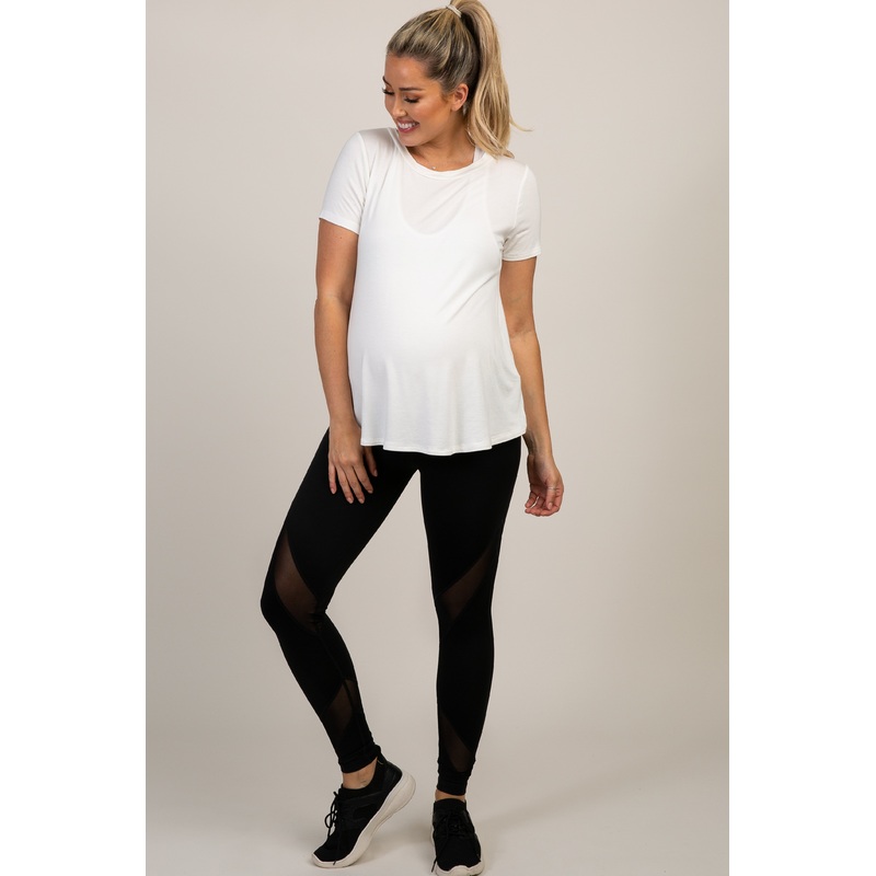 PinkBlush Black Mesh Accent Active Maternity Leggings