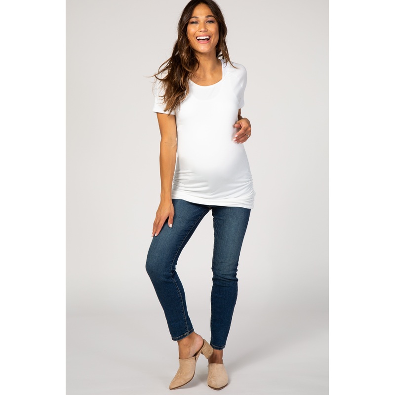Navy Blue Dark Wash Maternity Skinny Jeans