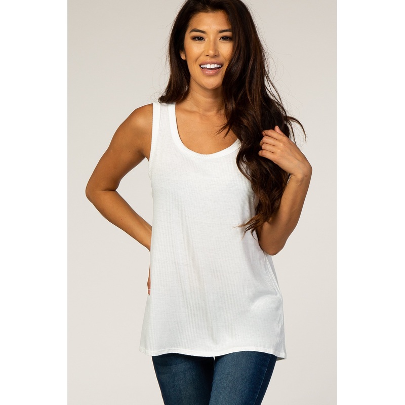 White Ribbed Tank Top