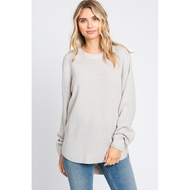 Beige Knit Pullover Sweater