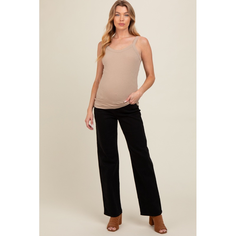 Black Relaxed Straight Leg Maternity Jeans