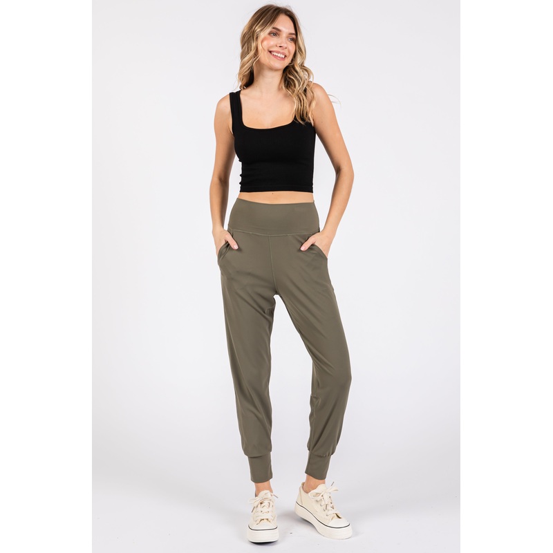 Olive High Waist Crop Joggers