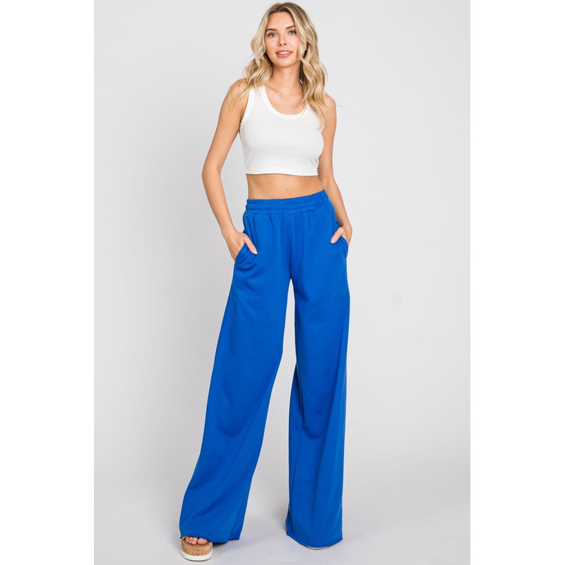 Royal Wide Leg Fray Hem Long Sweatpants
