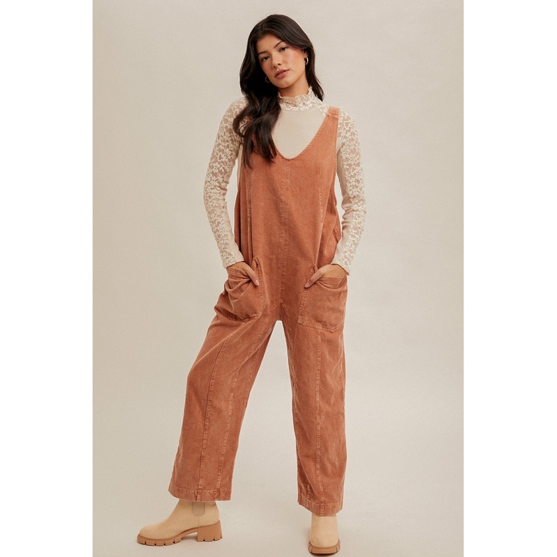 Rust Snow Wash Corduroy Overall