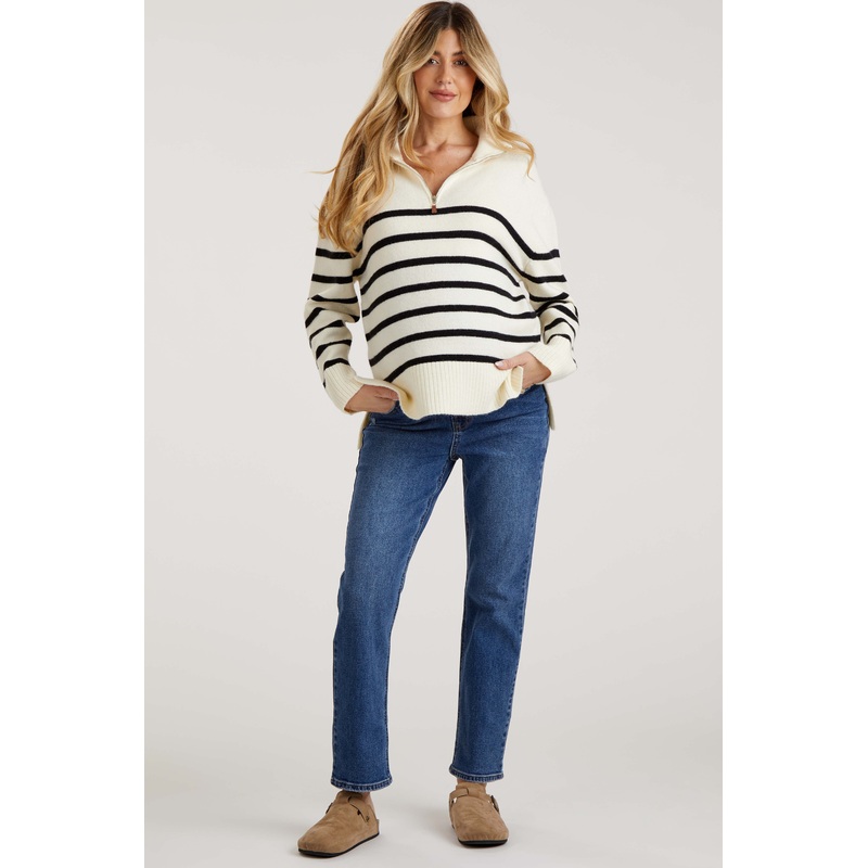 Medium Wash Skinny Straight Cropped Maternity Jeans