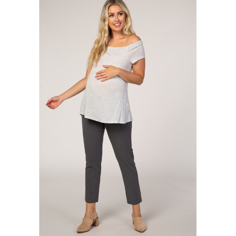 PinkBlush Charcoal Cropped Maternity Dress Pants