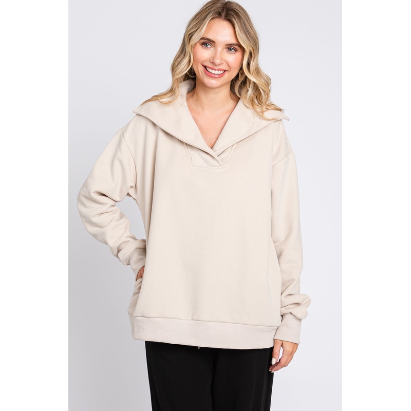 Beige Collared Pullover