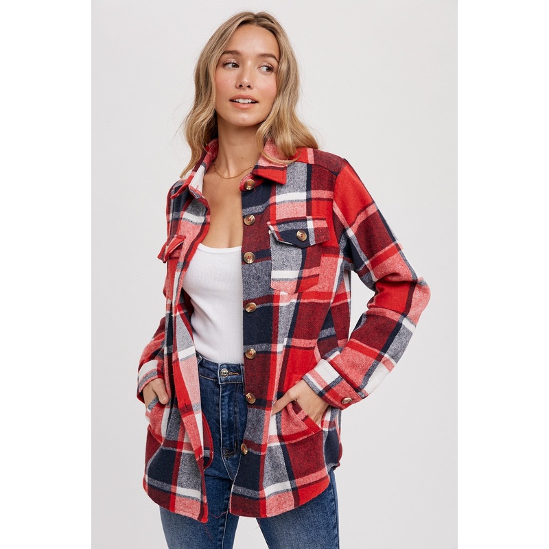 Red Plaid Shirt Jacket