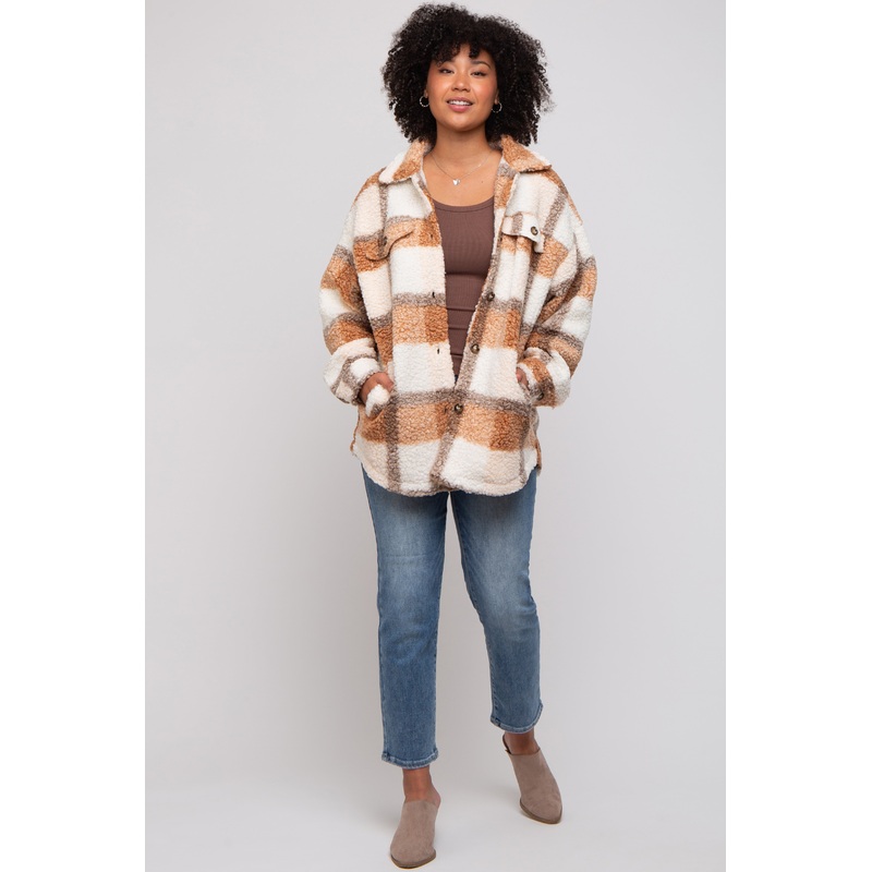 Taupe Textured Plaid Jacket