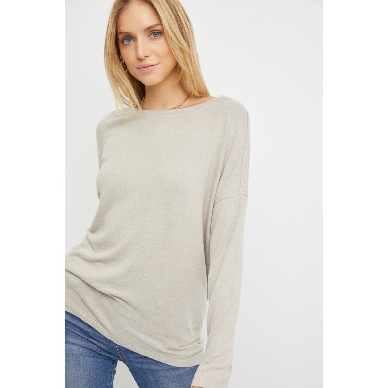 Beige Knit Long Sleeve Top