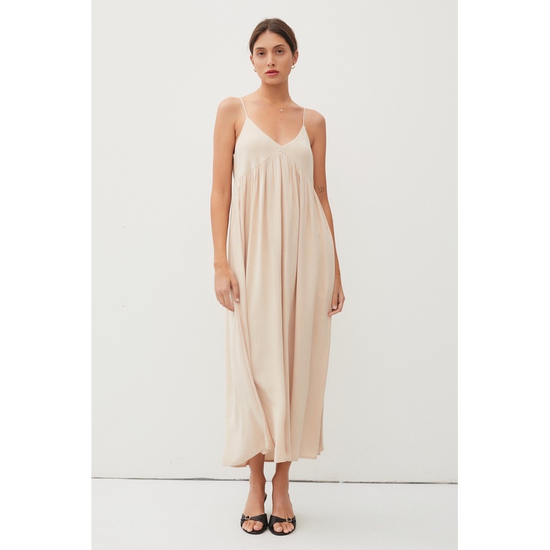 Beige Halter Midi Dress
