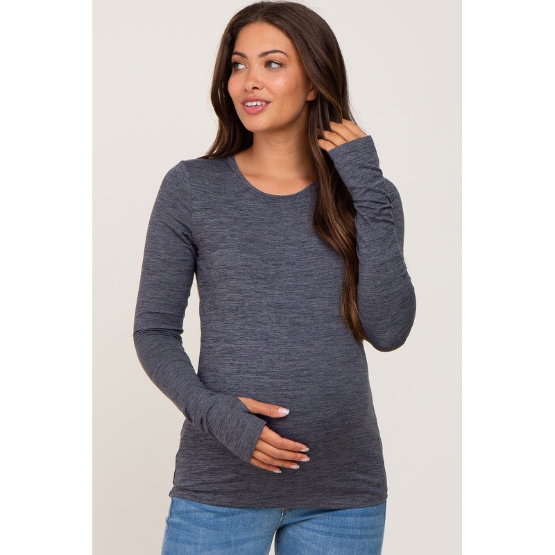 Charcoal Active Long Sleeve Maternity Top
