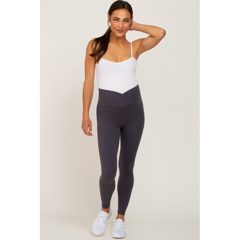 Charcoal Crossover Waist Maternity Leggings