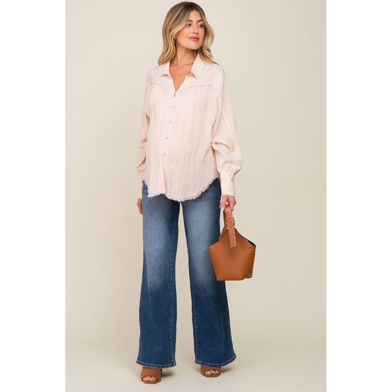 Medium Blue Wide Leg Maternity Jeans