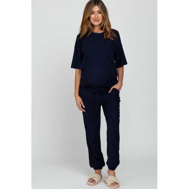 Navy Blue Jogger Maternity Lounge Set