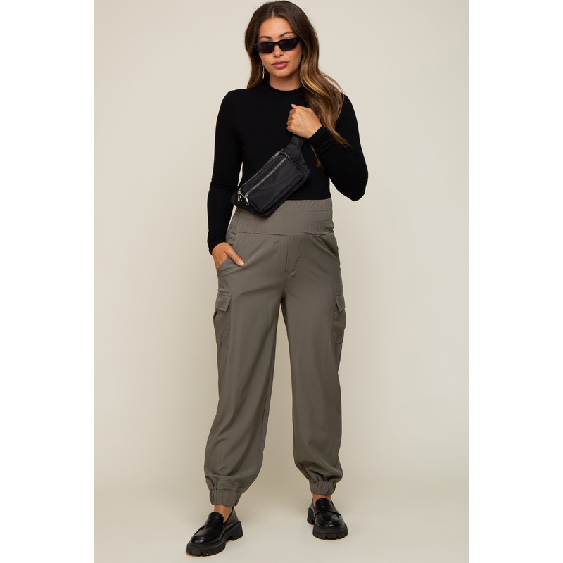 Olive Cargo Pocket Maternity Joggers