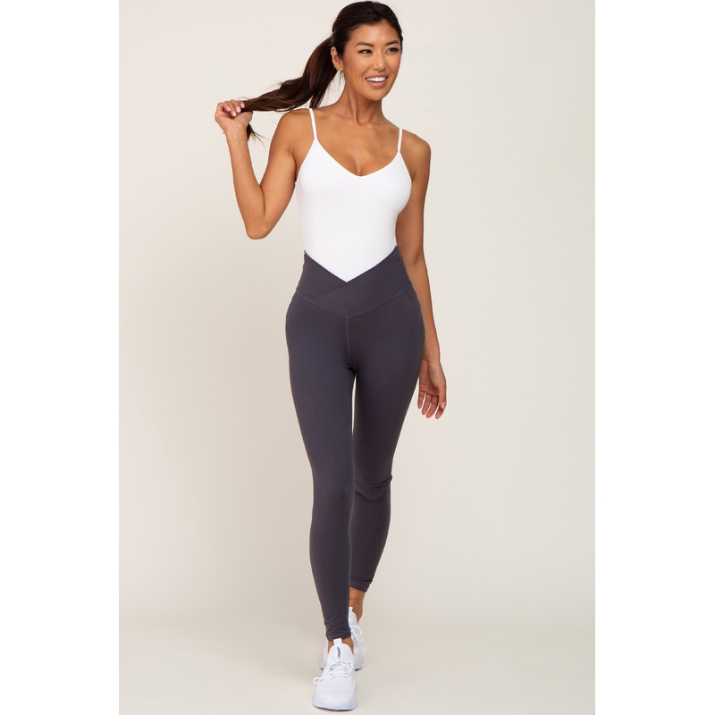 Charcoal Crossover Waist Leggings