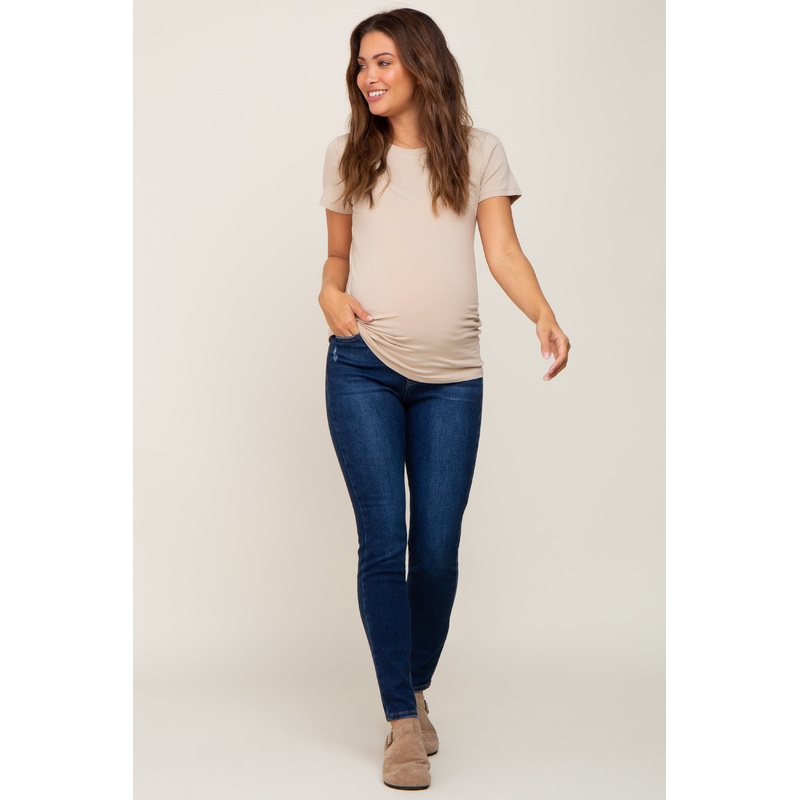 Navy Blue Basic Maternity Skinny Jeans