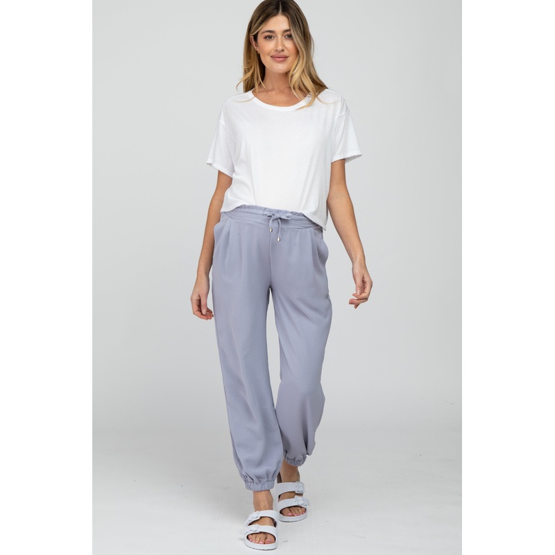 Periwinkle Drawstring Maternity Crop Pants