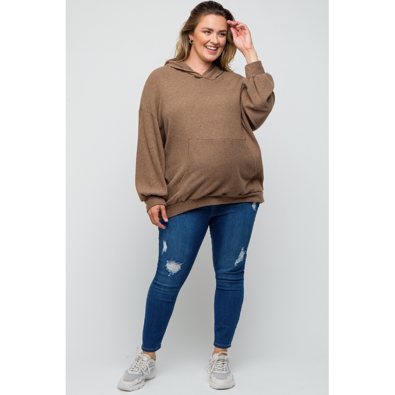 Blue Distressed Crop Skinny Maternity Plus Jeans