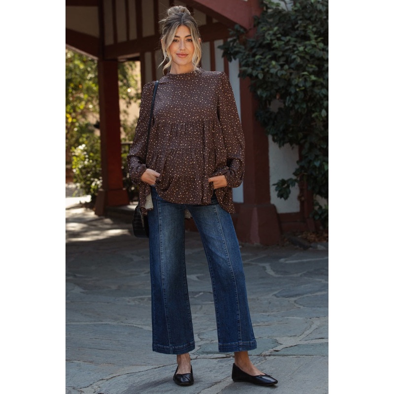 Navy Blue Front Seam Wide Leg Maternity Jeans
