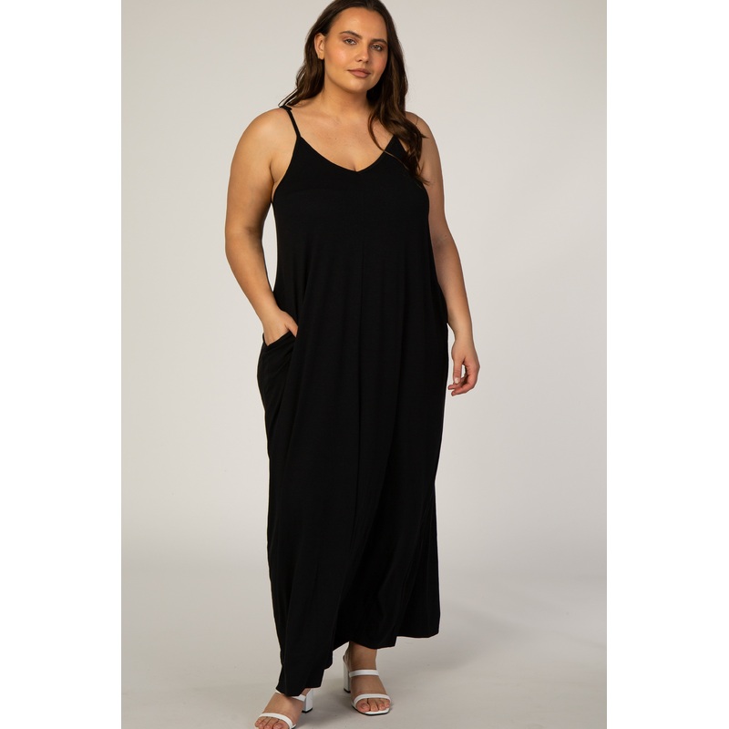 Black Cami Strap Plus Maxi Dress
