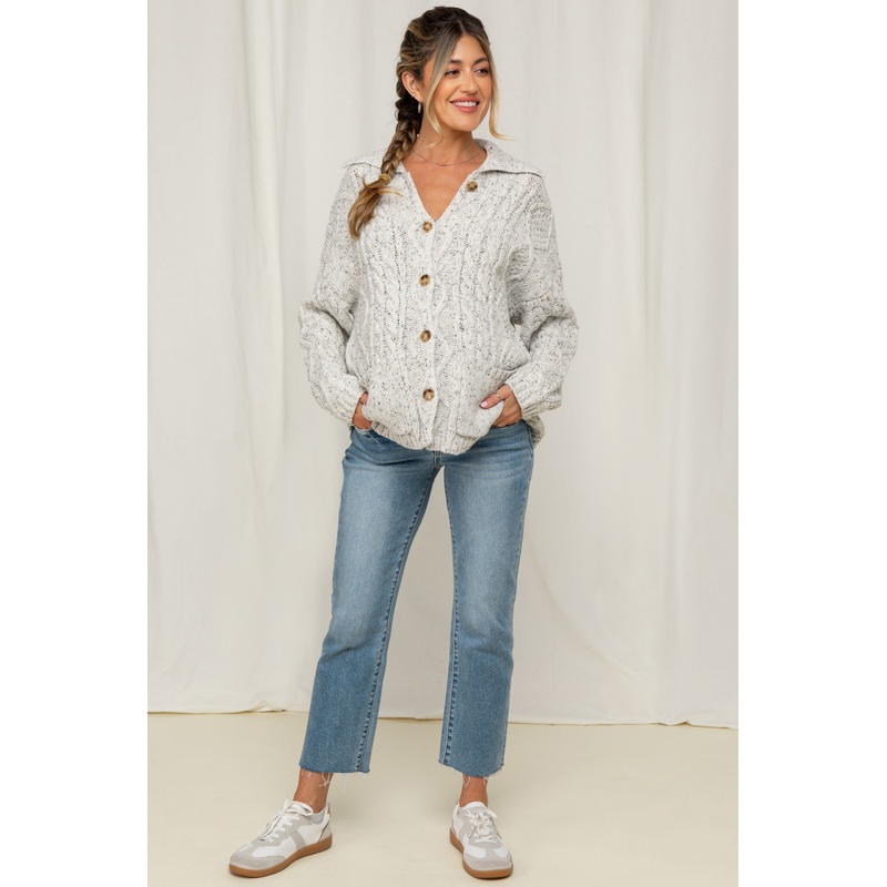 Blue Cropped Raw Hem Straight Leg Maternity Jeans
