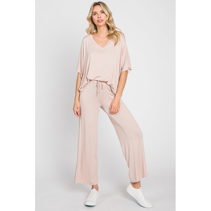 Light Pink Cropped Pant Set