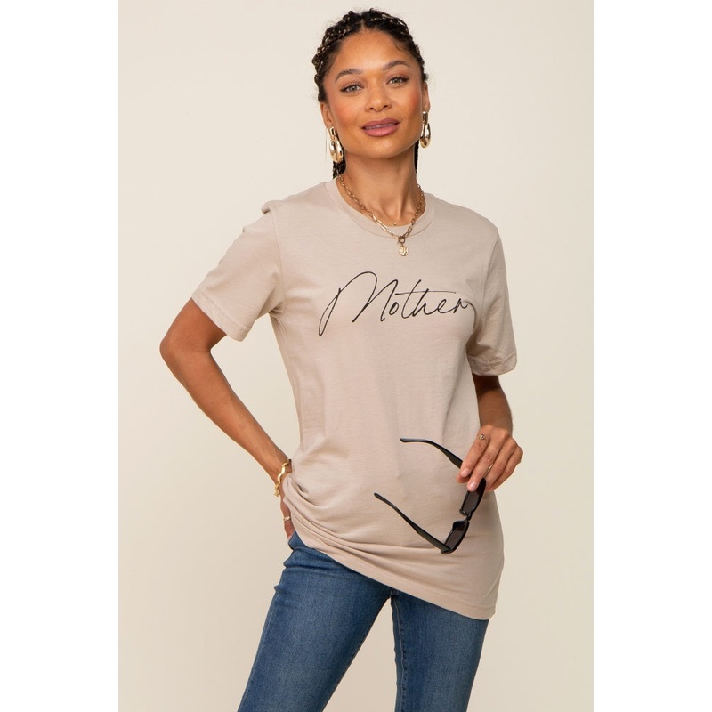 Beige Mother Graphic Top