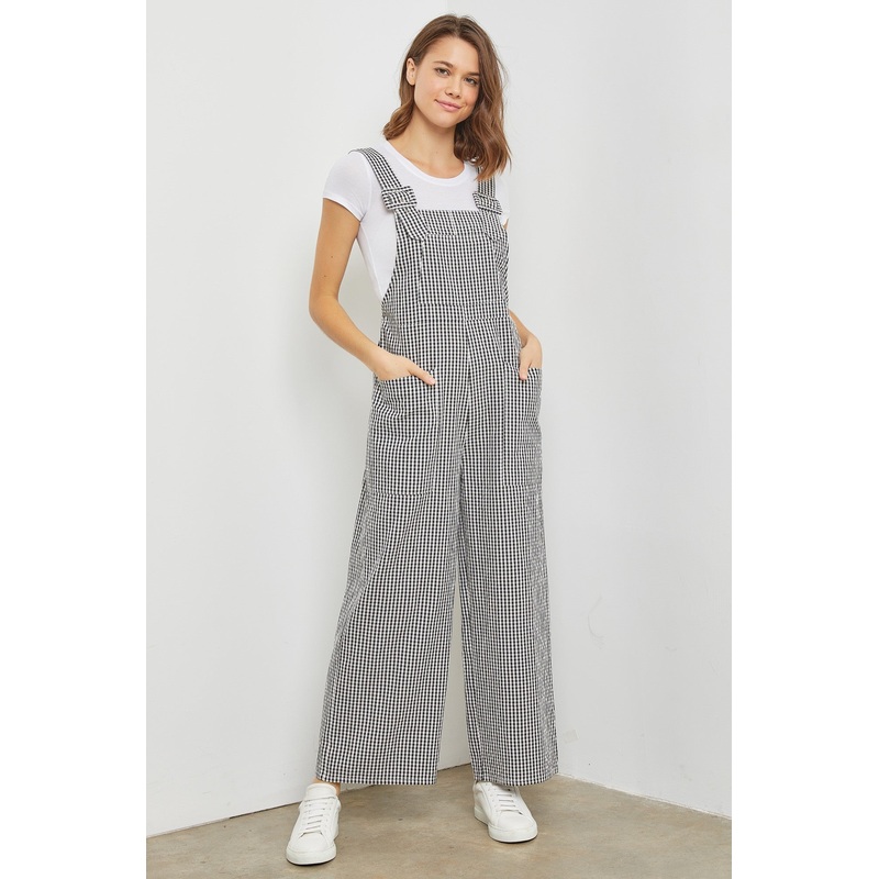 Black Overalls Wide Pants