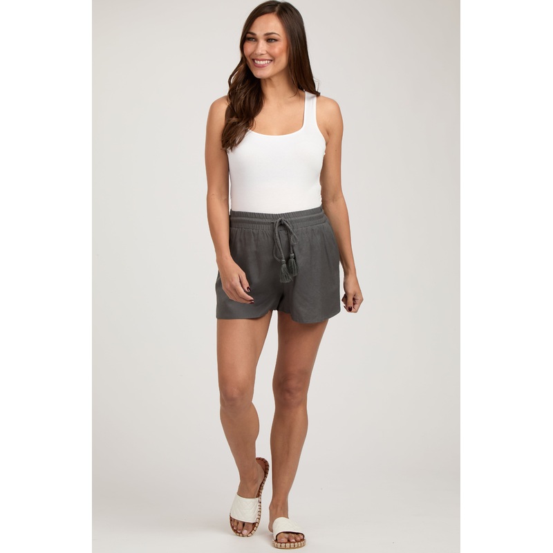 Charcoal Drawstring Maternity Shorts