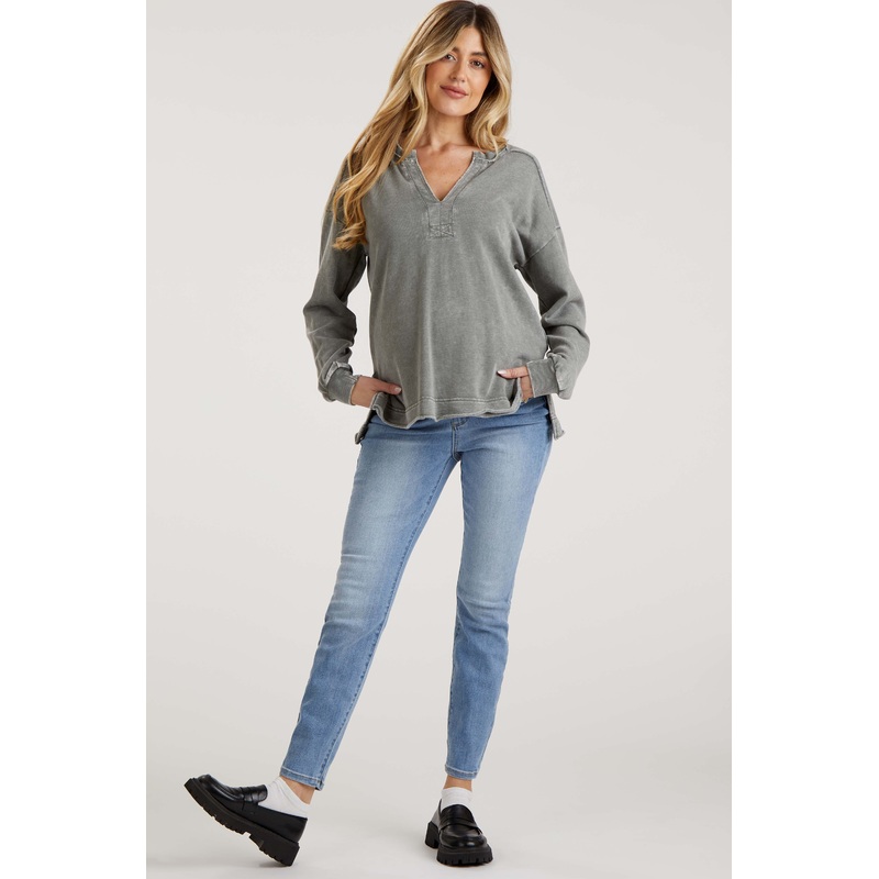 Light Blue Cropped Skinny Maternity Jeans