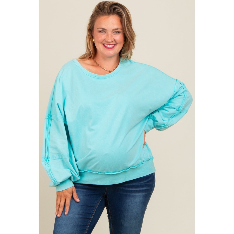 Aqua Raw Hem Detail Maternity Plus Pullover Top