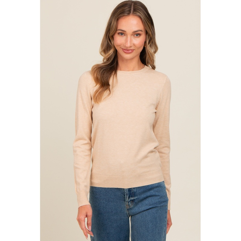 Beige Basic Soft Knit Sweater