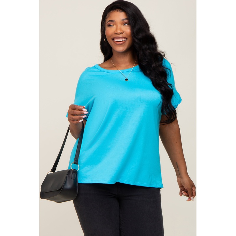 Aqua Short Sleeve Plus Top