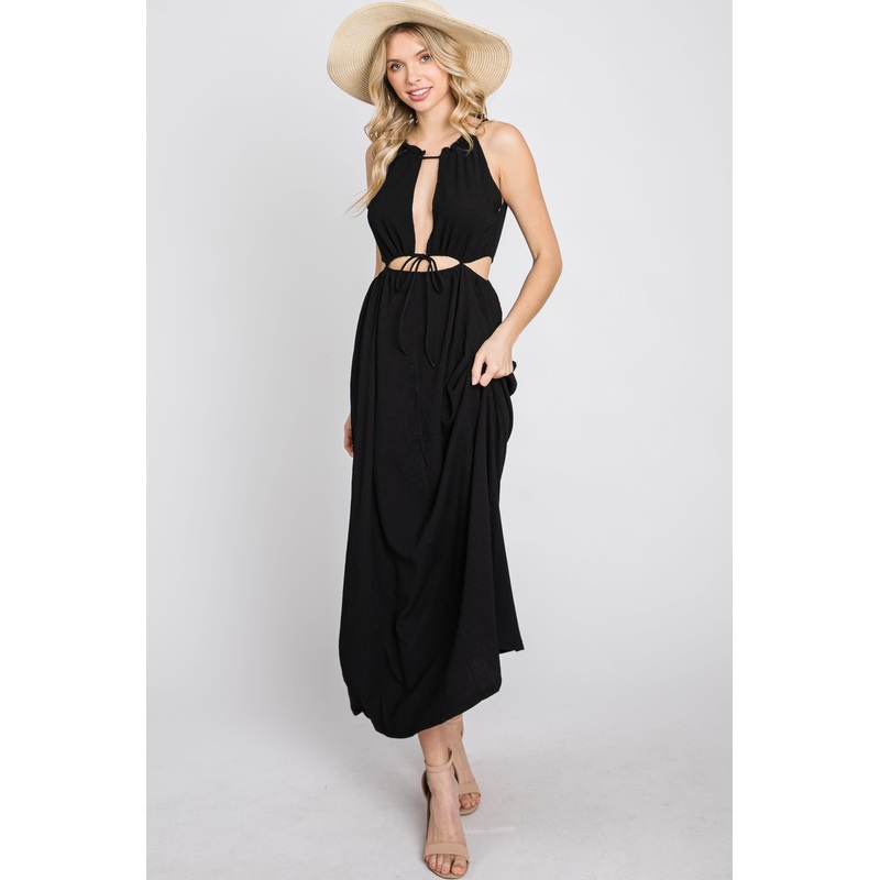 Black Cut Out Midi Dress