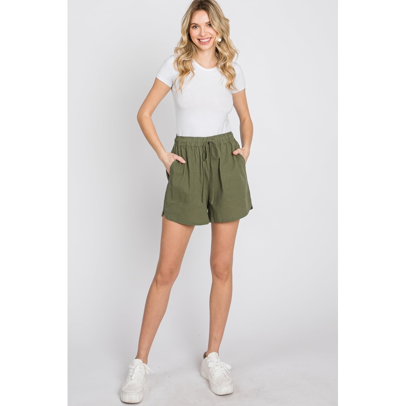 Olive Drawstring Shorts