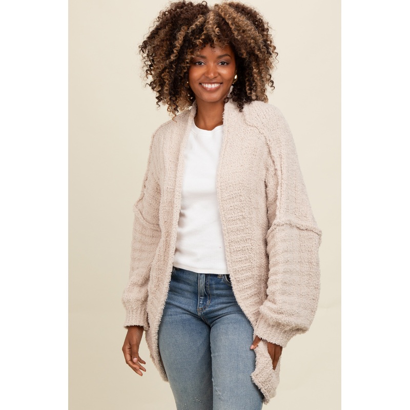 Beige Chunky Knit Dolman Cardigan