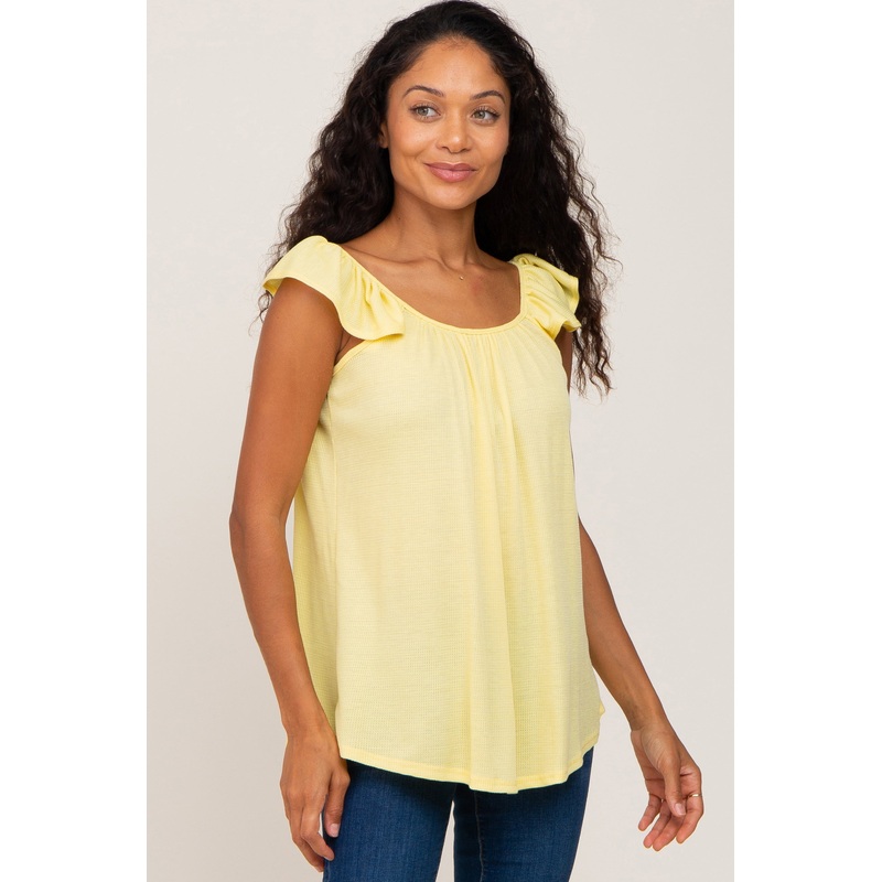 Yellow Flutter Sleeve Top